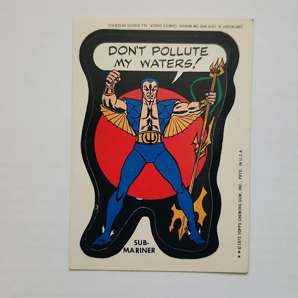 🔱 Vintage 1975 Topps MARVEL Super Heroes Sticker - SUB-MARINER Namor trading 🌊